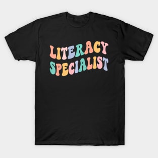 Back To School Teacher Groovy Literacy Specialist T-Shirt